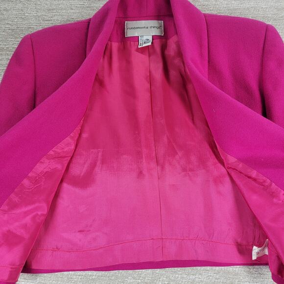 Fundamental Things Pink Wool Cropped Blazer Womens 8 Shawl Collar Gold Button - Picture 13 of 13